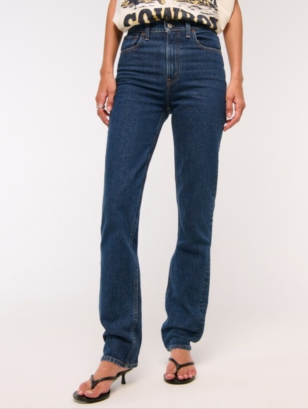 Abercrombie Ultra High Rise 90s Slim Straight Jeans Dark Wash Size 27/4